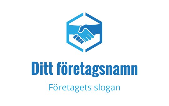 Modern blå hexagon logo design med en handskakningsgrafik