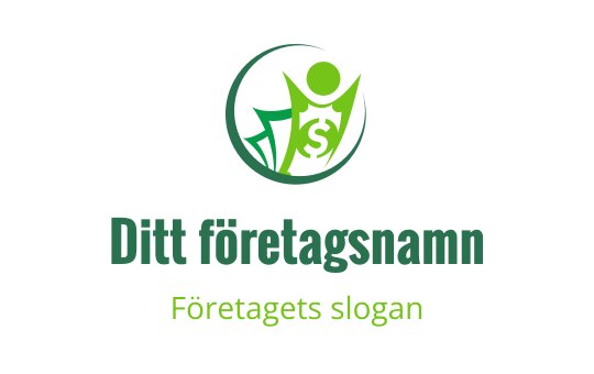 Dynamisk grön logotypdesign med en figur och dollartecken i en cirkel