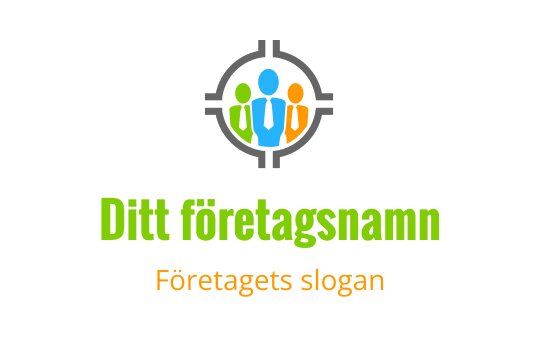 Färgglad logotypdesign med tre stiliserade figurer inom en målcirkel