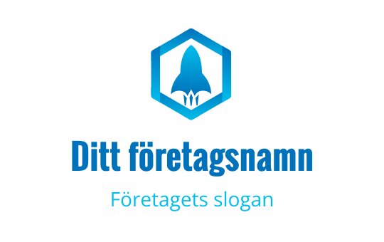 Modern blå raketlogo design inom en hexagonal form