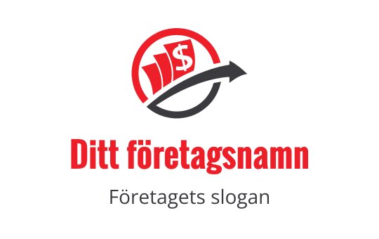 Fet logotypdesign med en dollar-symbol och uppåtriktad pil i röd och svart