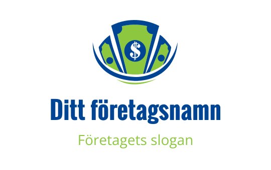 Modern logotypdesign med en dollar-symbol och stiliserade händer i grönt och blått