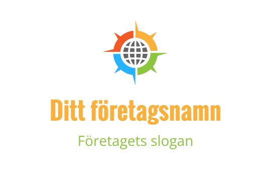 Färgglad kompasslogo med en glob i mitten