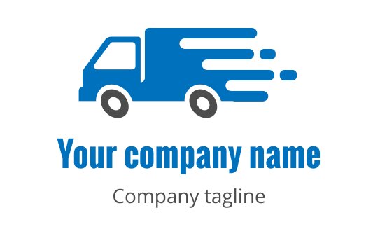Dynamisk blå leveransbil logo design med rörelselinjer