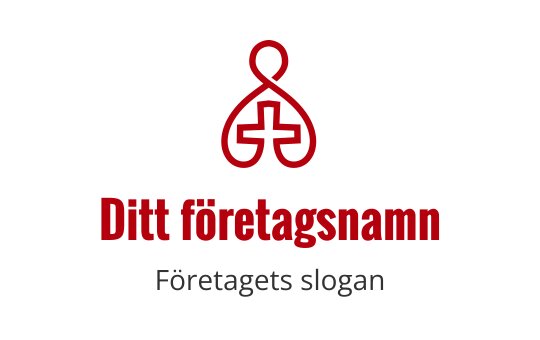 Stiliserad röd logotypdesign med sammanflätade former och kors