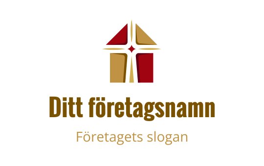 Modern logotypdesign med en geometrisk form i röd och guld