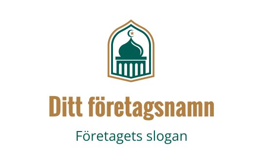 Elegant logotypdesign med en kupol och båge i grönt och guld