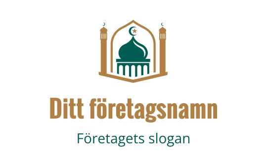 Elegant moskélogo med grön kupol och gyllene detaljer
