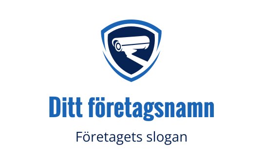 Sköldlogo med en säkerhetskamera i blå nyanser