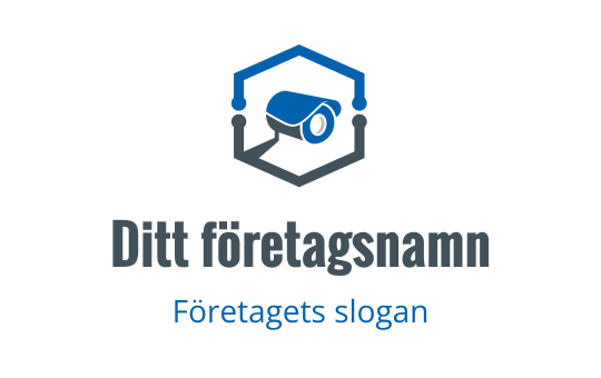 Modern logotypdesign med en blå kamera inom en hexagonal kontur