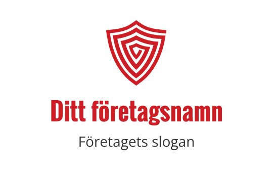 Fet röd sköldlogo med koncentriska linjer och modern typografi