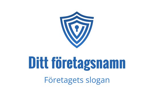 Sköldlogo med lager av blå konturer och ett nyckelhål i mitten