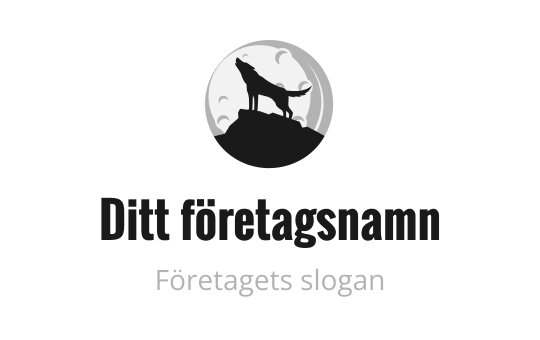 Silhuett av en varg som ylar mot en fullmåne logo design