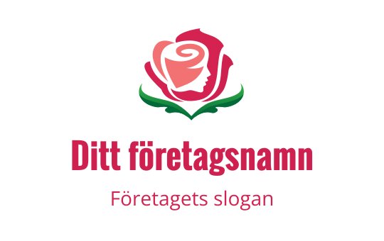 Elegant ros logo design med en rosa blomma och gröna blad