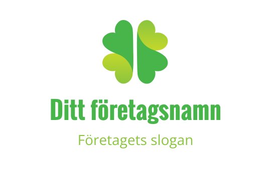 Modern grönt hjärtformat logotypdesign med överlappande blad