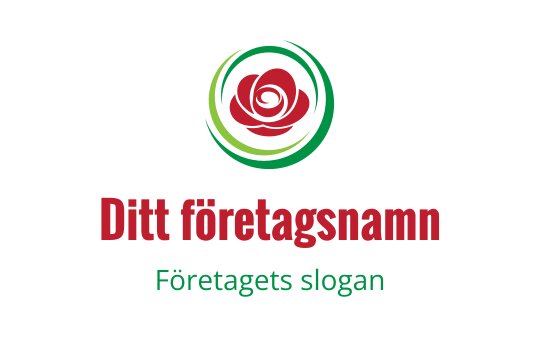 Elegant ros logo design med gröna cirkulära accenter och fet röd text