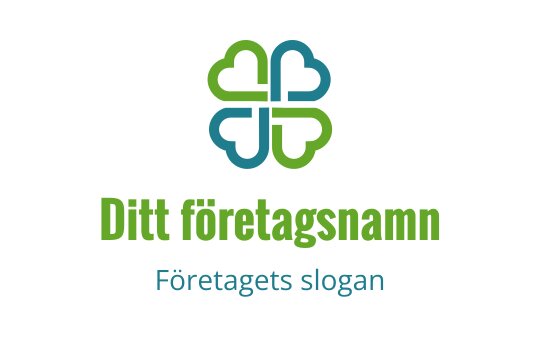 Modern logotypdesign med sammanflätade hjärtan i grönt och blått