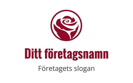 Elegant ros logo design i röd med en cirkulär kontur