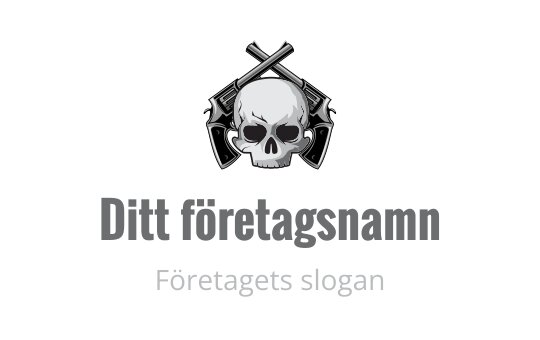 Tuff skalle logo design med korsade gevär ovanför texten