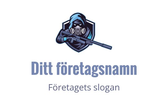 Fet logotypdesign med en maskerad figur som håller en prickskyttegevär