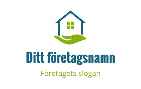 Modern huslogo med gröna blad och blå accenter