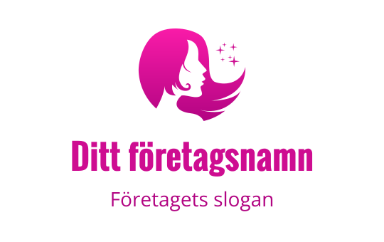 Stilren rosa silhuettlogo med flödande hår och stjärnor
