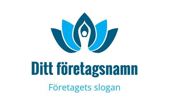 Elegant blå lotus logotypdesign med en figur i mitten