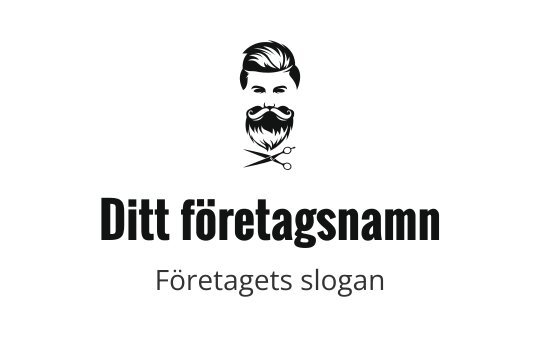 Stiliserad logotypdesign med en skäggig man som håller saxar