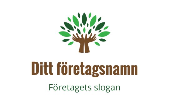 Modern trädlogo med gröna blad och brun stam