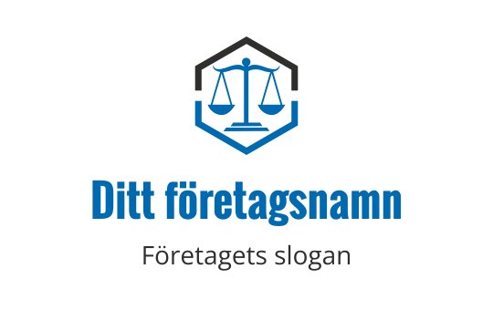 Modern logotypdesign med en balanserad våg i blått och svart