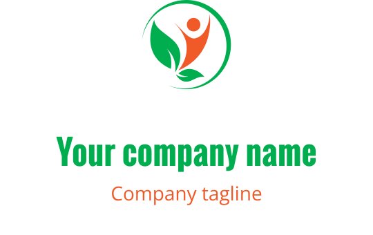 Vibrant logo design med sammanlänkade figurer i grönt och korall