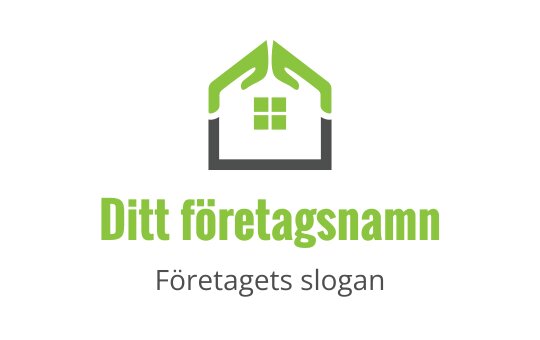 Modern huslogo med grönt tak och stödjande händer