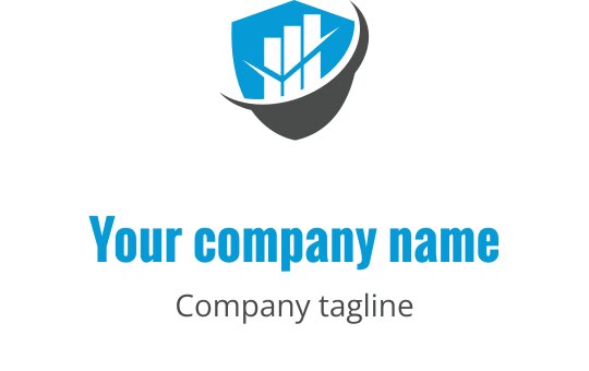 Professionell blå och grå logotypdesign med abstrakta finansiella element