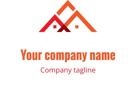 Modern logotypdesign med överlappande röda och orange tak