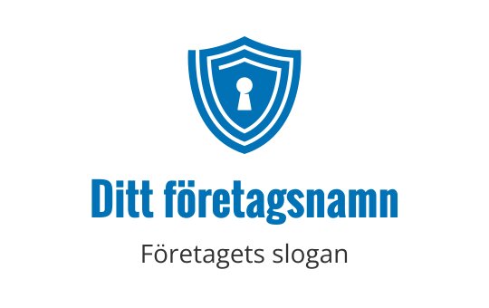 Sköldlogo med ett nyckelhål i blått och svart