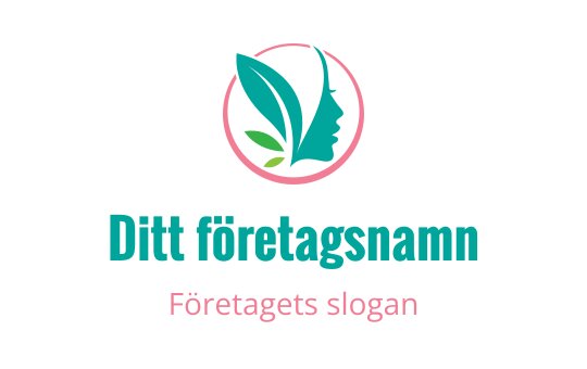 Modern logotypdesign med en profilsilhuett och gröna blad