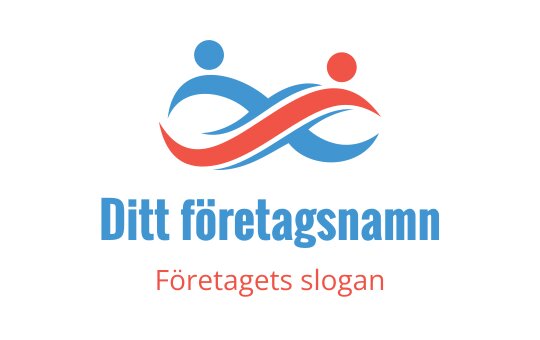 Modern logotypdesign med två abstrakta figurer i blått och rött