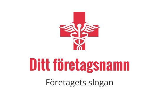 Röd medicinsk korslogo med kaduceus och vingar