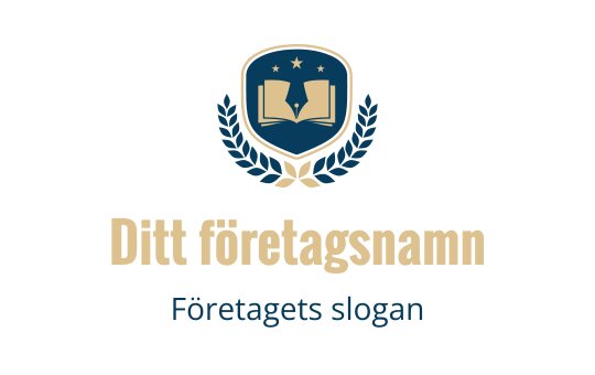 Elegant sköldlogo med en öppen bok och lagerblad