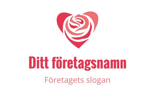 Elegant ros logo design i röd och rosa hjärtform