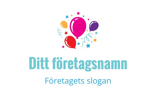 Färgglad ballonglogo med lekfulla inslag och konfettiaccenter