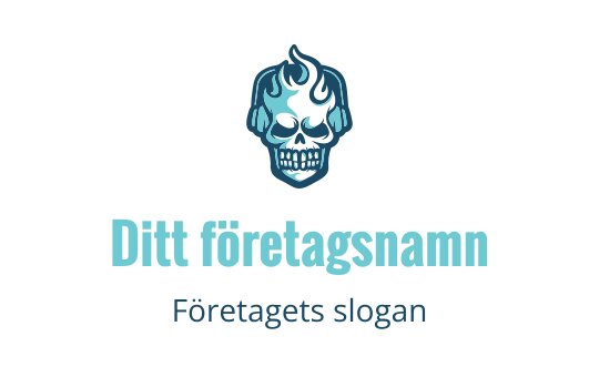 Tuff skalle logo design med blå lågor och stiliserade detaljer