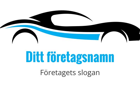 Rent logotypdesign med en flödande blå våg ovanför fet text