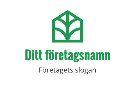 Modern grön logotypdesign med ett stiliserat hus och bladmotiv