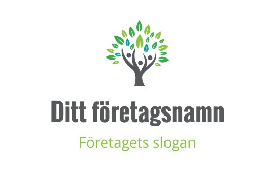 Modern trädlogo med livfulla gröna blad och mänskliga figurer
