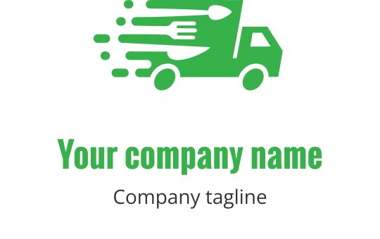 Dynamisk grön leveransbil logo design med rörelselinjer