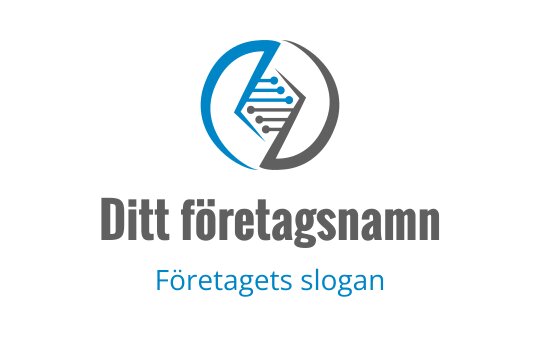 Modern logotypdesign med en cirkulär form och blåa samt gråa element